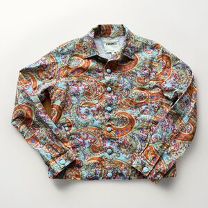 L'AGENCE Celine Paisley Slim Linen Jacket, Women's Size Medium Blazer, Pockets